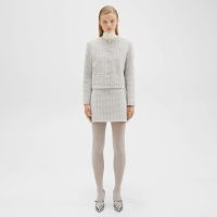 High-Waisted Mini Skirt in Checked Double-Face Wool