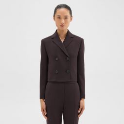 Double-Breasted Crop Blazer in Admiral Crepe