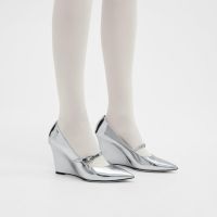 Mary Jane Wedge in Metallic Leather