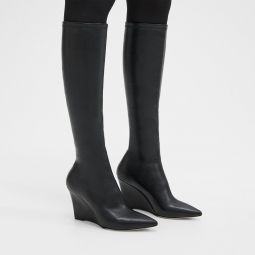 Knee-High Wedge Boot in Leather