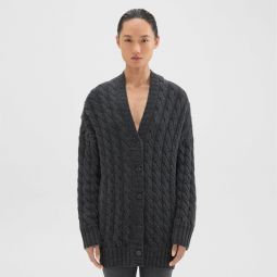 Cable Knit Cardigan in Felted Wool-Cashmere