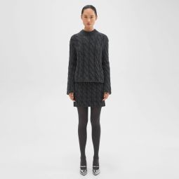 Cable Knit Mini Skirt in Felted Wool-Cashmere