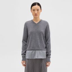 Silk Georgette V-Neck Combo Sweater