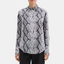 Relaxed Shirt in Python-Printed Silk Georgette