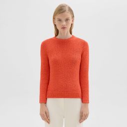 Shrunken Crewneck Sweater in Feather Cotton-Blend