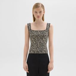 Leopard Jacquard Sweater Shell in Cotton Blend