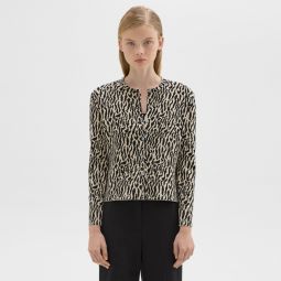 Leopard Jacquard Cardigan in Cotton Blend