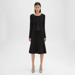 Layered Trumpet Dress in Crepe Knit