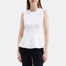 Sleeveless Peplum Top in Compact Stretch Knit