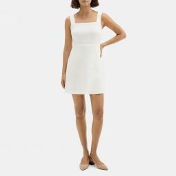 Fit-and-Flare Mini Dress in Stretch Linen-Blend