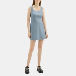 Fit-and-Flare Mini Dress in Stretch Linen Melange