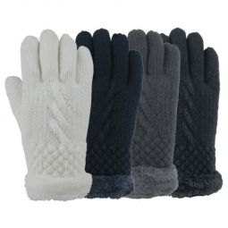 Grand Sierra Cable Faux Fur Lined Glove - Womens