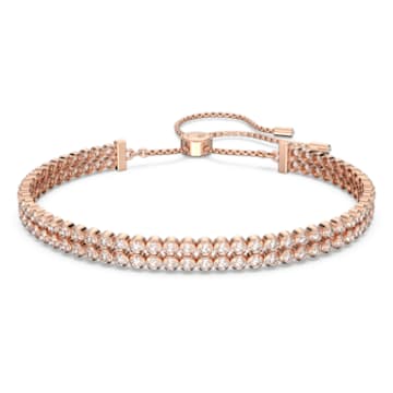 Subtle bracelet, Round cut, White, Rose gold-tone plated