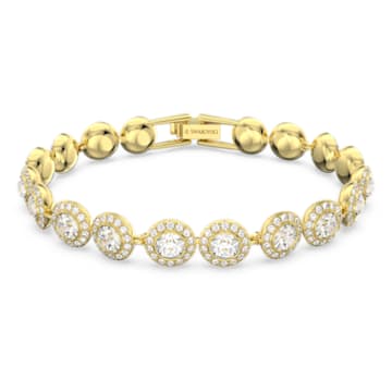 Angelic bracelet, Round cut, Pave, Medium, White, Gold-tone plated