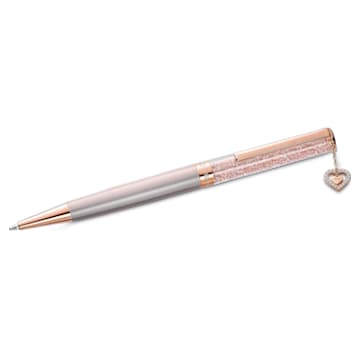 Crystalline ballpoint pen, Heart, Rose gold tone, Pink lacquered, Rose gold-tone plated