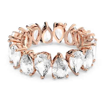 Vittore ring, Drop cut, White, Rose gold-tone plated