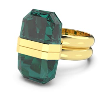 Lucent ring, Magnetic closure, Green, Gold-tone plated