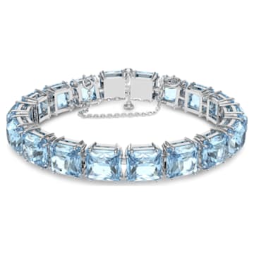Millenia bracelet, Square cut, Medium, Blue, Rhodium plated