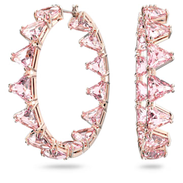 Ortyx hoop earrings, Triangle cut, Pink, Rose gold-tone plated