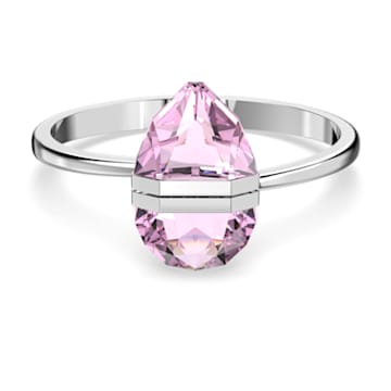 Lucent bangle, Magnetic closure, Oversized crystal, Pink, Stainless steel