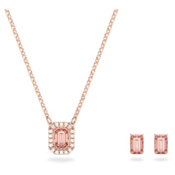 Millenia set, Octagon cut, Pink, Rose gold-tone plated