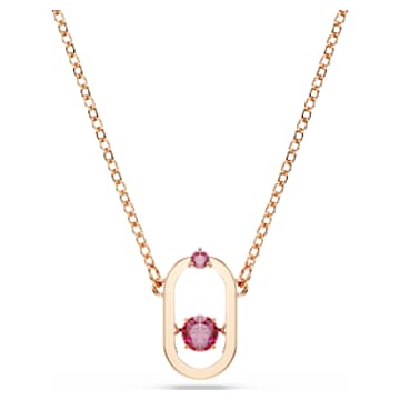 Swarovski Sparkling Dance pendant, Round cut, Oval shape, Red, Rose gold-tone plated