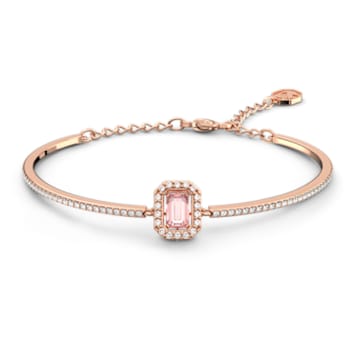 Millenia bangle, Octagon cut, Pave, Pink, Rose gold-tone plated