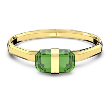 Lucent bangle, Magnetic closure, Green, Gold-tone finish