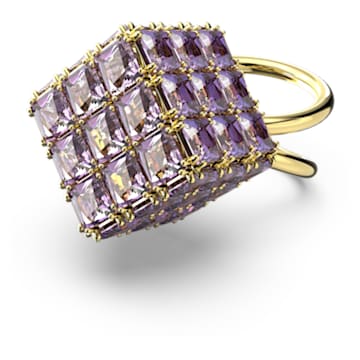Curiosa cocktail ring, Square cut, Purple, Gold-tone plated