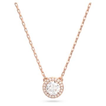 Constella pendant, Round cut, Pave, White, Rose gold-tone plated