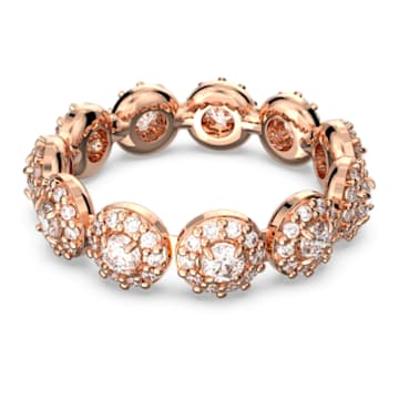 Constella ring, Round cut, Pave, White, Rose gold-tone plated