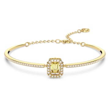 Millenia bangle, Octagon cut, Pave, Yellow, Gold-tone plated