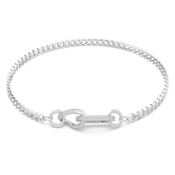 Dextera necklace, Pave, Mixed links, White, Rhodium plated
