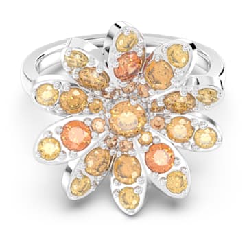 Eternal Flower ring, Flower, Multicolored, Rhodium plated