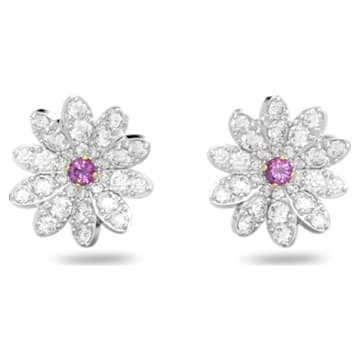 Eternal Flower stud earrings, Flower, Pink, Mixed metal finish