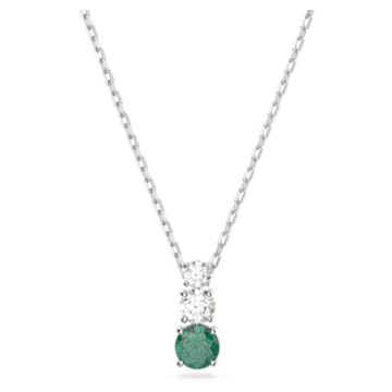 Attract Trilogy pendant, Green, Rhodium plated