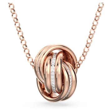 Further pendant, Intertwined circles, White, Rose gold-tone plated