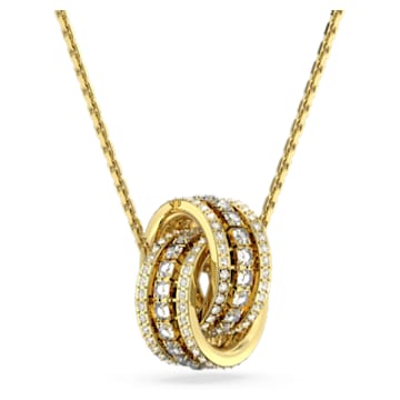 Further necklace, Intertwined circles, White, Gold-tone plated