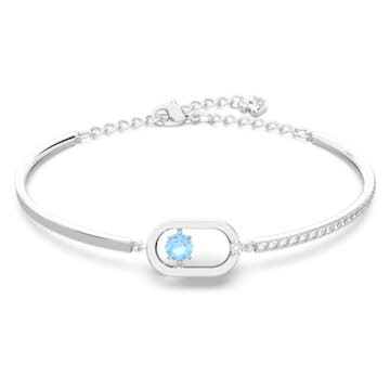 Swarovski Sparkling Dance bracelet, Round cut, Oval shape, Blue, Rhodium plated