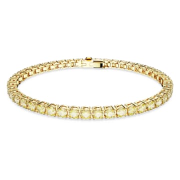 Matrix Tennis bracelet, Round cut, Yellow, Gold-tone plated