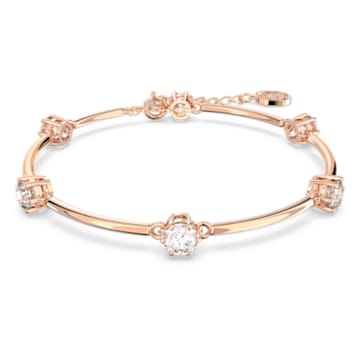 Constella bangle, Round cut, White, Rose gold-tone plated