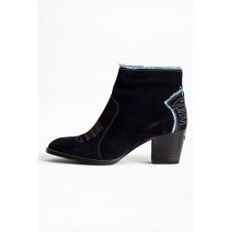 Molly Suede Denim Ankle Boots
