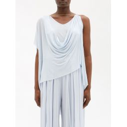 Chain-embellished draped-jersey top