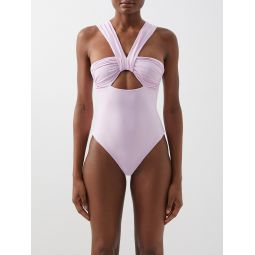 Butterfly ruched cutout swimsuit