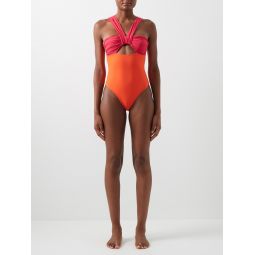 Butterfly bi-colour cutout swimsuit