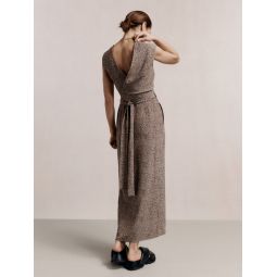 Abstract-print sleeveless silk wrap dress