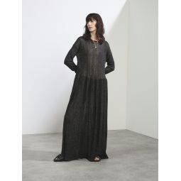 Dropped-waist ladder stitch wool-blend maxi dress