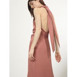 Cross-front silk-blend halter dress