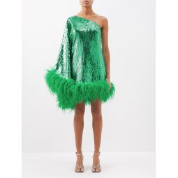 Piccolo Disco Ubud sequinned feather-trim dress