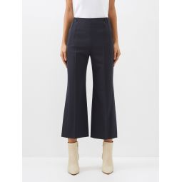 Cropped flared wool-blend tailored trousers